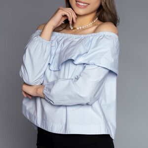 Aritzia Wilfred Morel light blue Off The Shoulder 100% Cotton top, small